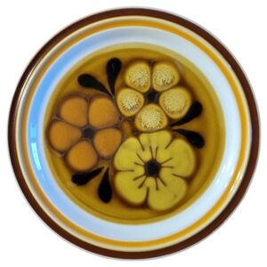 Vtg 70's Chadds Ford Stoneware Aloha Dinner Plate FLAWED Hawaii Dark Colored